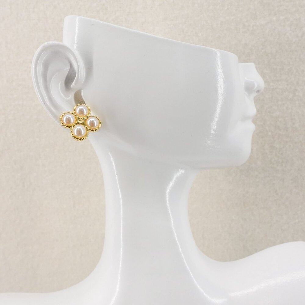 Tory Burch Rope Clover Stud Earrings Gold OS - Picture 5 of 6